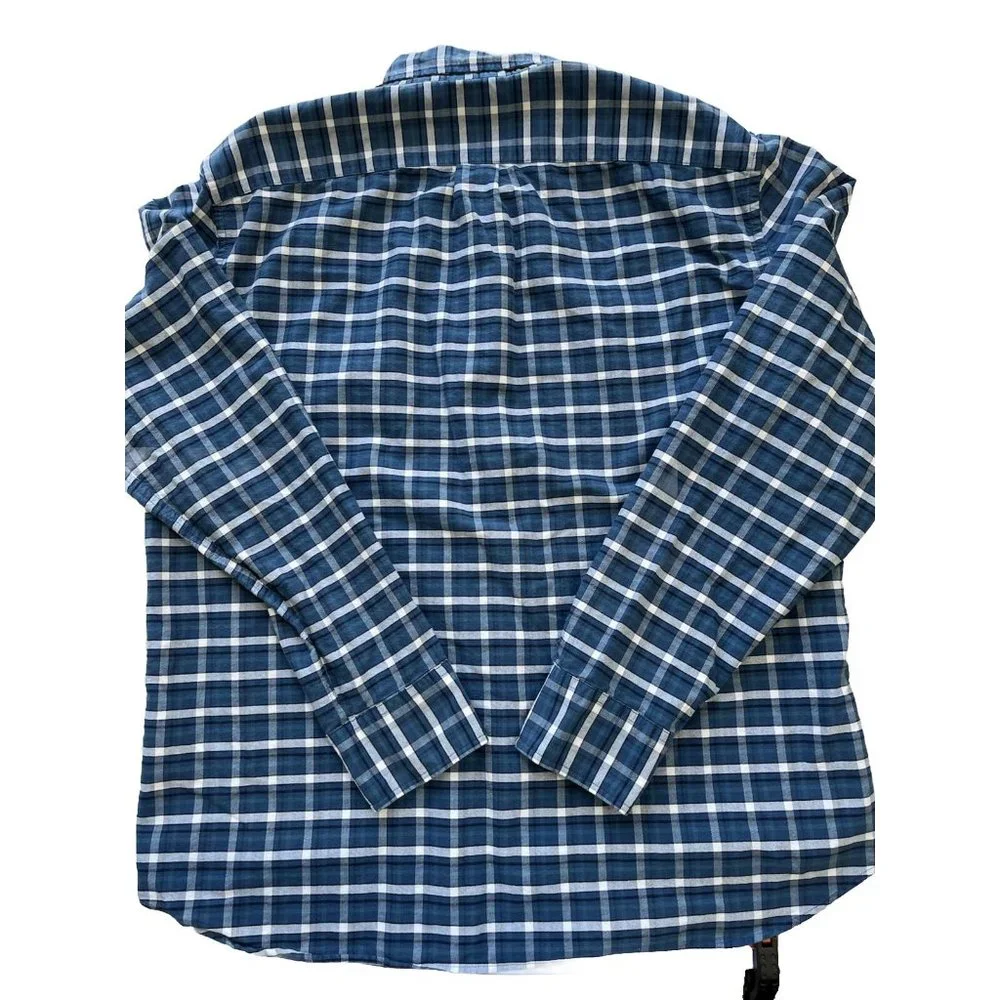 J. Crew Men's Adult Sz XL Button Shirt Long Sleeve Blue Gingham Flex Oxford Slim